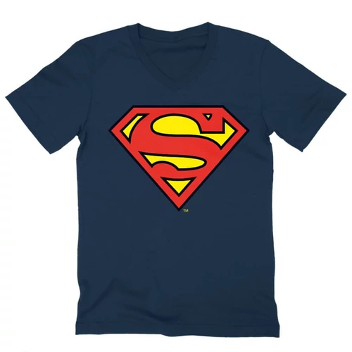 Sötétkék Superman - férfi V-nyakú póló - Classic Logó