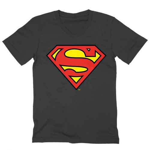 Sötétszürke Superman - férfi V-nyakú póló - Classic Logó