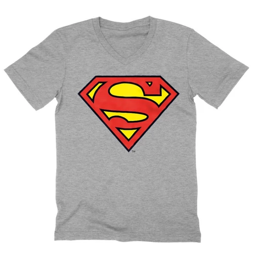 Sportszürke Superman - férfi V-nyakú póló - Classic Logó