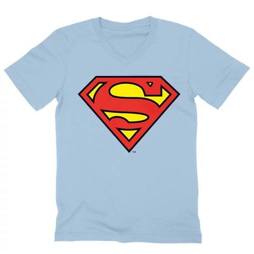 Világoskék Superman - férfi V-nyakú póló - Classic Logó