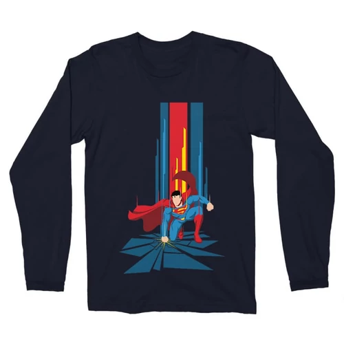 Sötétkék Superman férfi hosszú ujjú póló - Superman Smash