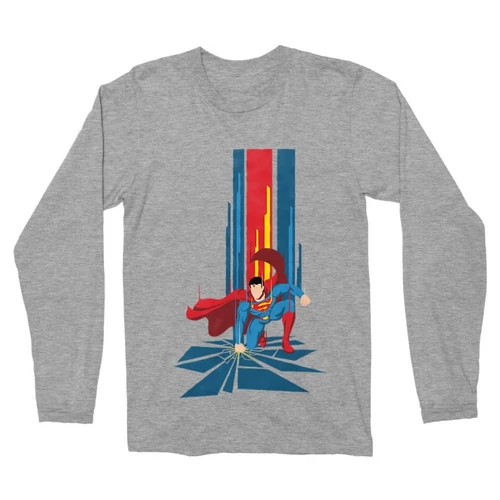 Sportszürke Superman férfi hosszú ujjú póló - Superman Smash