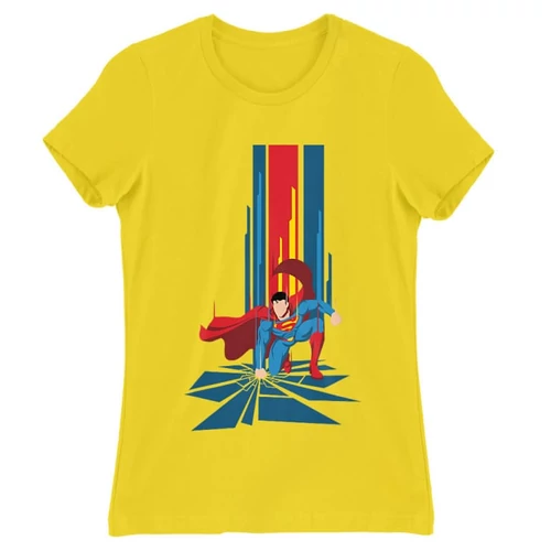 Citromsárga Superman női rövid ujjú póló - Superman Smash