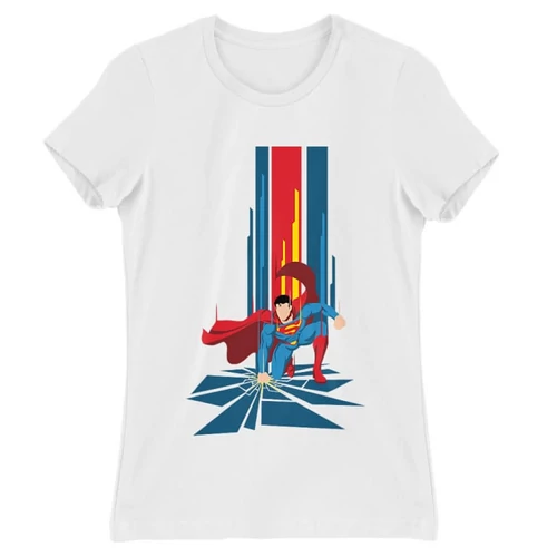 Fehér Superman női rövid ujjú póló - Superman Smash