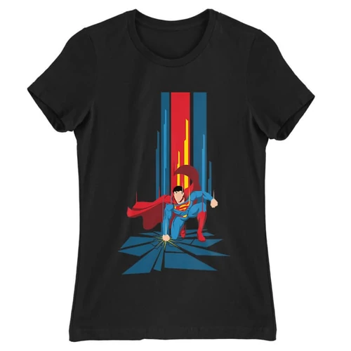 Fekete Superman női rövid ujjú póló - Superman Smash