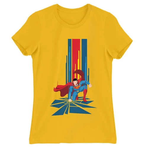Sárga Superman női rövid ujjú póló - Superman Smash