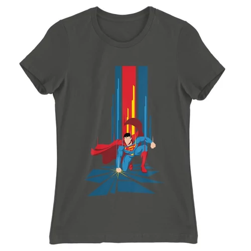Sötétszürke Superman női rövid ujjú póló - Superman Smash