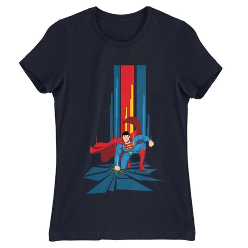 Sötétkék Superman női rövid ujjú póló - Superman Smash