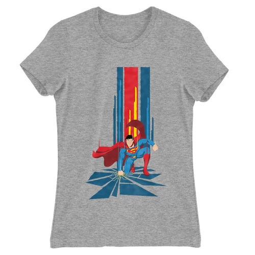 Sportszürke Superman női rövid ujjú póló - Superman Smash