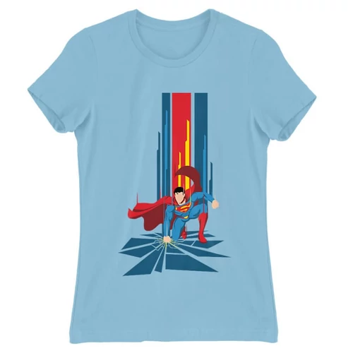 Világoskék Superman női rövid ujjú póló - Superman Smash