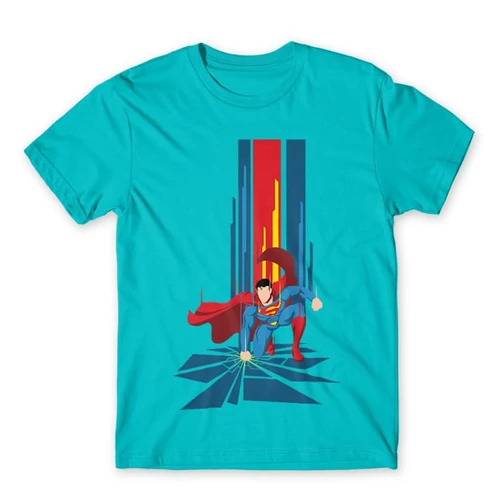 Atollkék Superman férfi rövid ujjú póló - Superman Smash