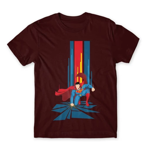 Bordó Superman férfi rövid ujjú póló - Superman Smash