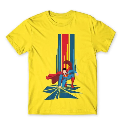 Citromsárga Superman férfi rövid ujjú póló - Superman Smash