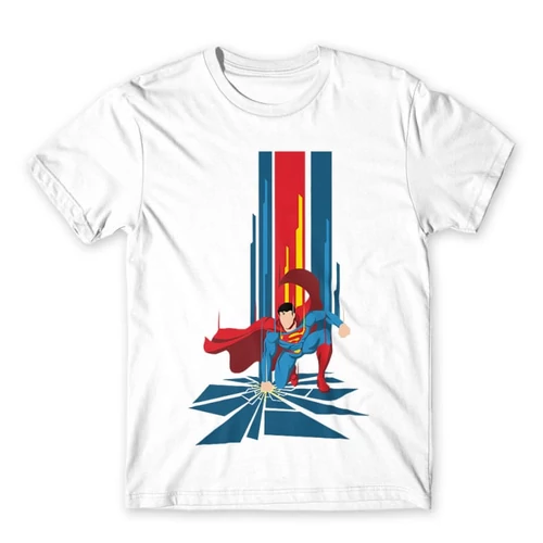 Fehér Superman férfi rövid ujjú póló - Superman Smash