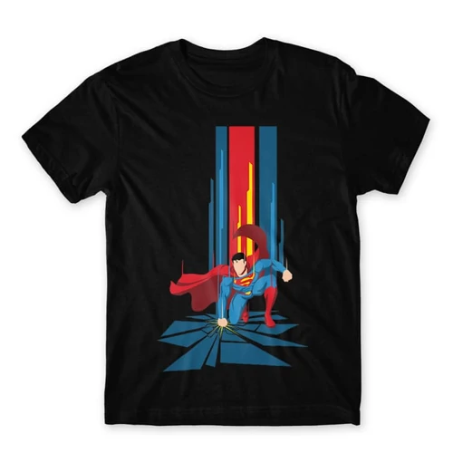Fekete Superman férfi rövid ujjú póló - Superman Smash