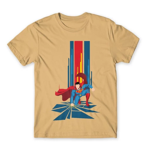 Homok Superman férfi rövid ujjú póló - Superman Smash