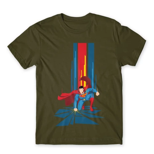 Khaki Superman férfi rövid ujjú póló - Superman Smash