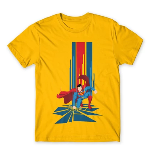 Sárga Superman férfi rövid ujjú póló - Superman Smash