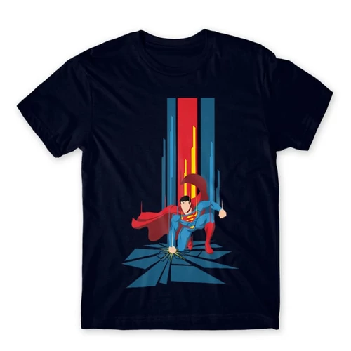 Sötétkék Superman férfi rövid ujjú póló - Superman Smash