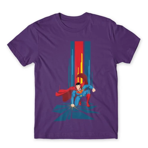 Sötétlila Superman férfi rövid ujjú póló - Superman Smash