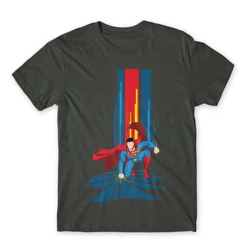 Sötétszürke Superman férfi rövid ujjú póló - Superman Smash