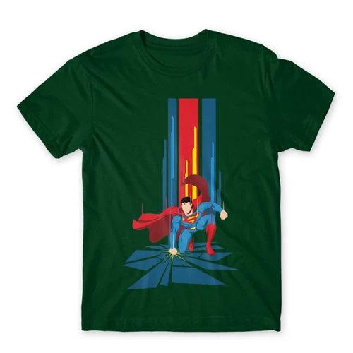 Sötétzöld Superman férfi rövid ujjú póló - Superman Smash