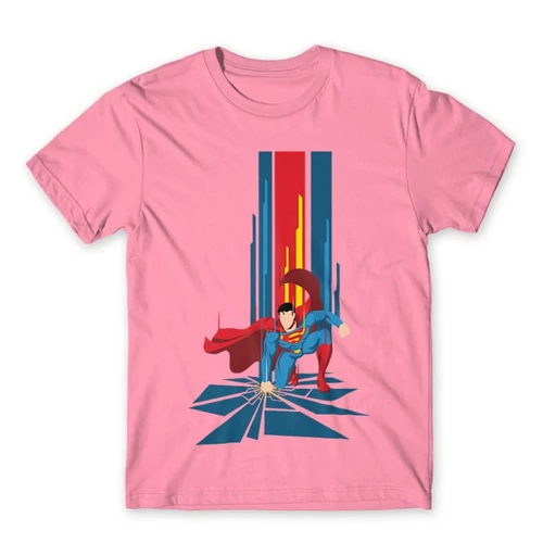 Világos rózsaszín Superman férfi rövid ujjú póló - Superman Smash