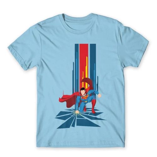 Világoskék Superman férfi rövid ujjú póló - Superman Smash