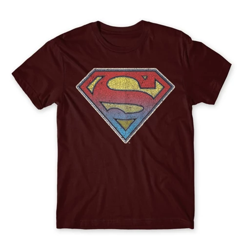 Bordó Superman férfi rövid ujjú póló - Superman gradient logo