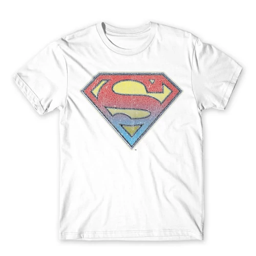 Fehér Superman férfi rövid ujjú póló - Superman gradient logo
