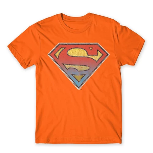 Narancs Superman férfi rövid ujjú póló - Superman gradient logo