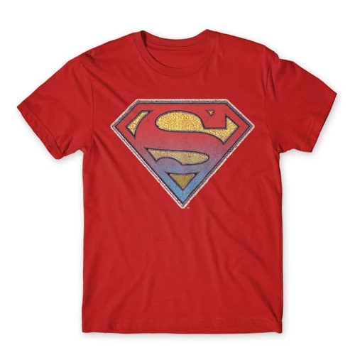 Piros Superman férfi rövid ujjú póló - Superman gradient logo