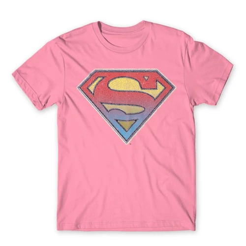 Világos rózsaszín Superman férfi rövid ujjú póló - Superman gradient logo