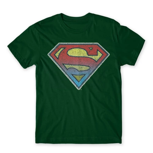 Sötétzöld Superman férfi rövid ujjú póló - Superman gradient logo
