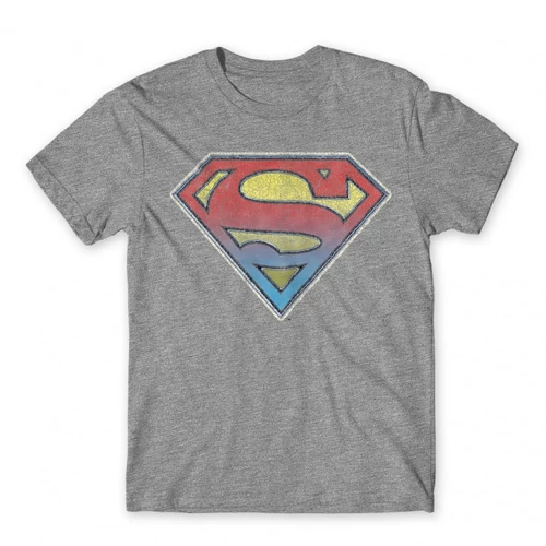 Sportszürke Superman férfi rövid ujjú póló - Superman gradient logo