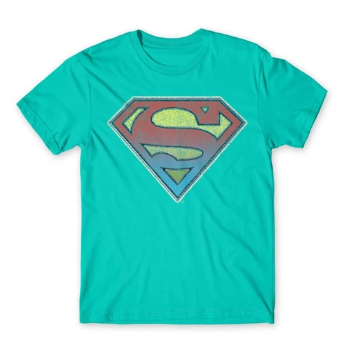 Türkiz Superman férfi rövid ujjú póló - Superman gradient logo
