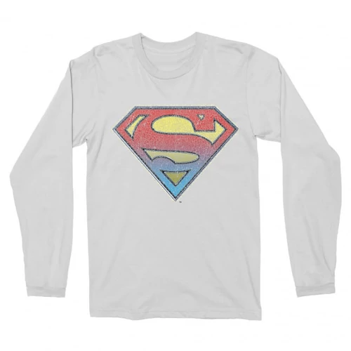 Fehér Superman férfi hosszú ujjú póló - Superman gradient logo