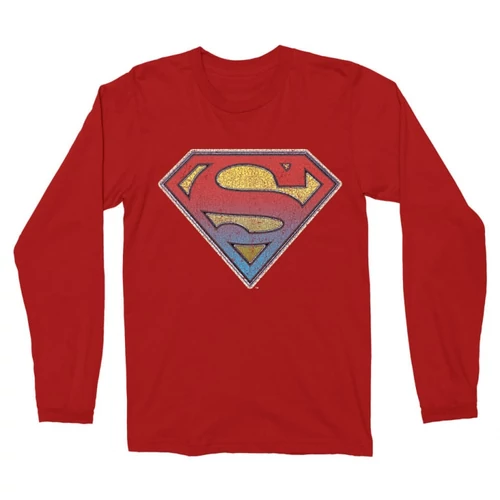 Piros Superman férfi hosszú ujjú póló - Superman gradient logo