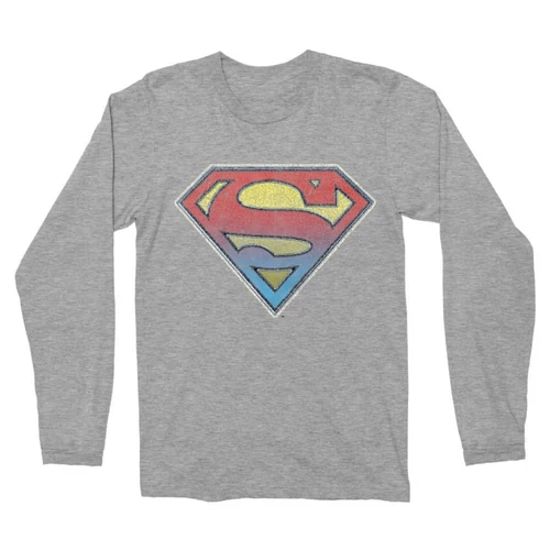 Sportszürke Superman férfi hosszú ujjú póló - Superman gradient logo