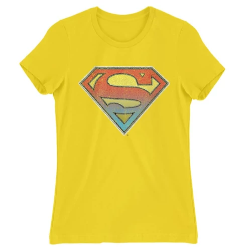 Citromsárga Superman női rövid ujjú póló - Superman gradient logo