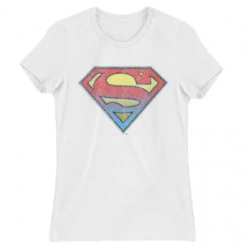 Fehér Superman női rövid ujjú póló - Superman gradient logo