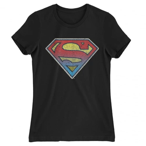 Fekete Superman női rövid ujjú póló - Superman gradient logo