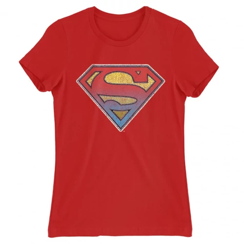 Piros Superman női rövid ujjú póló - Superman gradient logo
