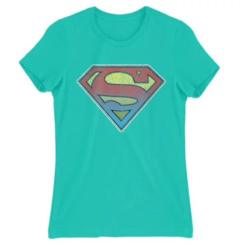 Türkiz Superman női rövid ujjú póló - Superman gradient logo