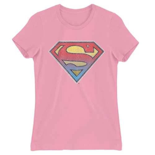 Világos rózsaszín Superman női rövid ujjú póló - Superman gradient logo