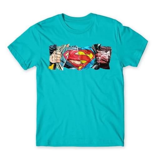 Atollkék Superman férfi rövid ujjú póló - Superman Comic