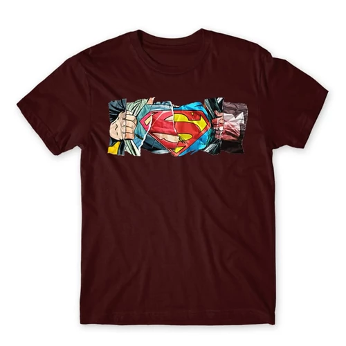 Bordó Superman férfi rövid ujjú póló - Superman Comic