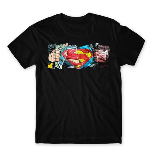 Fekete Superman férfi rövid ujjú póló - Superman Comic