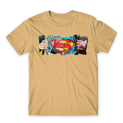 Homok Superman férfi rövid ujjú póló - Superman Comic