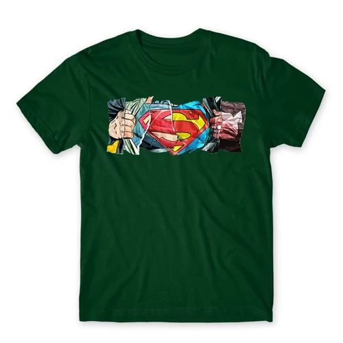 Sötétzöld Superman férfi rövid ujjú póló - Superman Comic